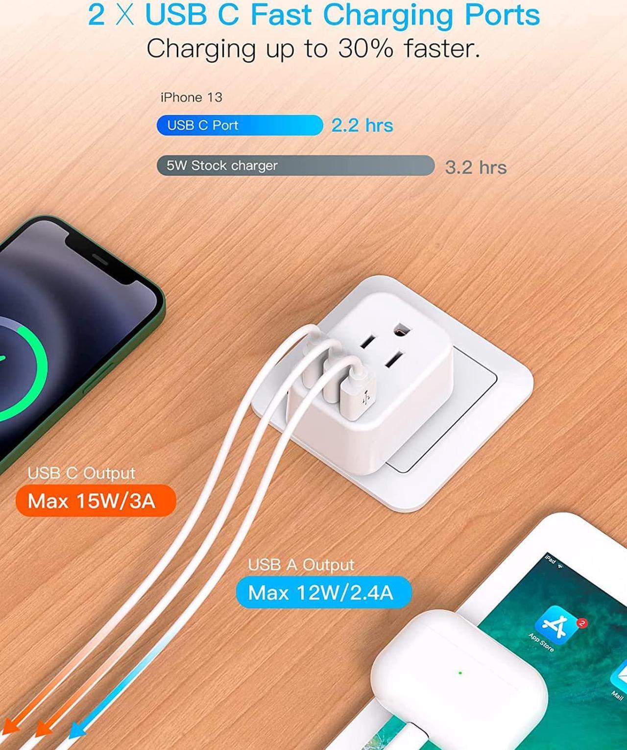 Alt view image 3 of 7 - European Travel Plug Adapter for International, Italy Spain Power Adapter, 2 Outlets 2 USB C Ports, Type C Adapter Travel Cruise Essentials for Amercian US to Most Europe France Germany EU, 2 Pack