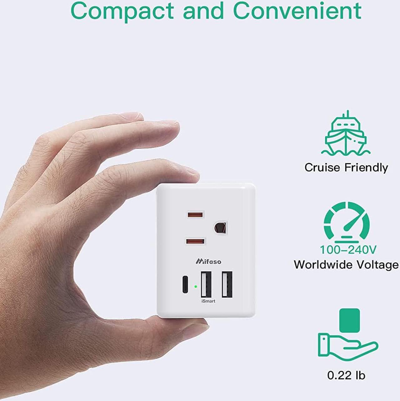 Alt view image 7 of 7 - [2-Pack] UK Travel Plug Adapter - US to UK Plug Adapter Type G International Plug Adapter Dubai England Ireland Travel Essentials UK Power Adapter with 3 Electrical Outlet 3 USB Charger(1 USB C)