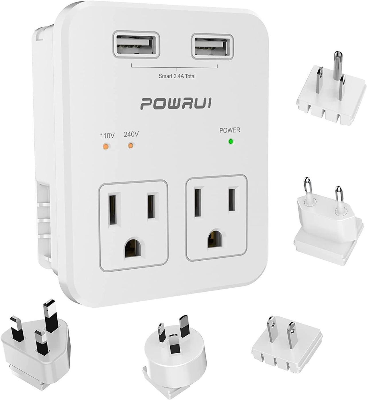 Main image of Travel Essentials European Plug Adapter - International Power Plug with 2 USB Ports & 2 US Outlets Plug for Europe UK China Australia Japan Fit for Laptop Cell Phones (Not Voltage Converter)