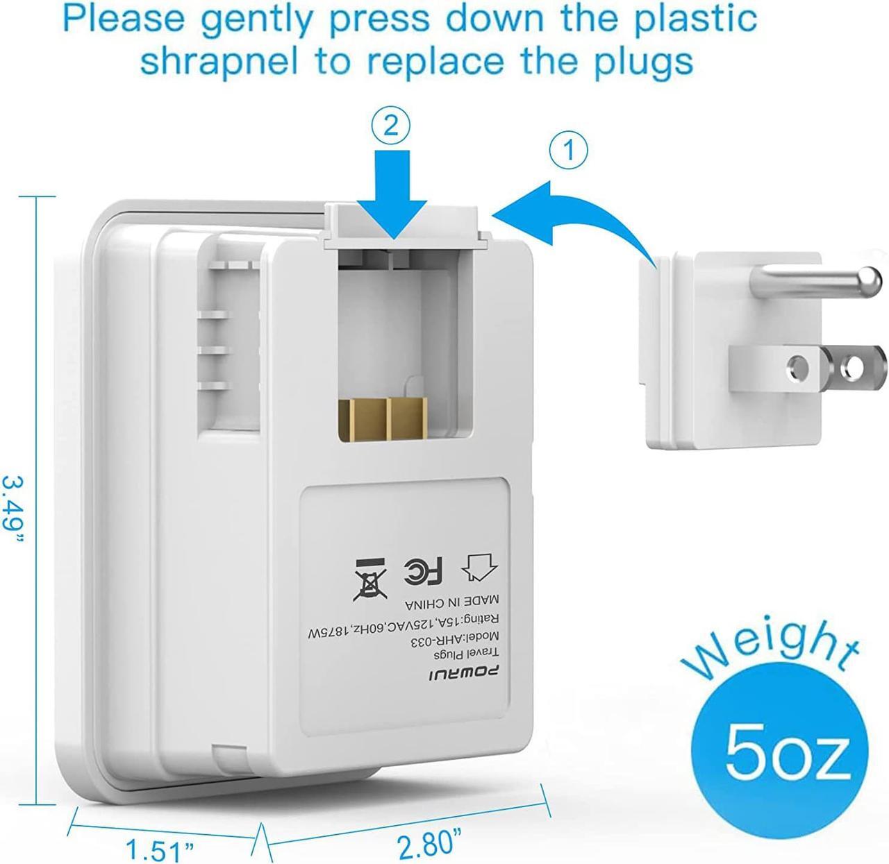 Alt view image 2 of 7 - Travel Essentials European Plug Adapter - International Power Plug with 2 USB Ports & 2 US Outlets Plug for Europe UK China Australia Japan Fit for Laptop Cell Phones (Not Voltage Converter)