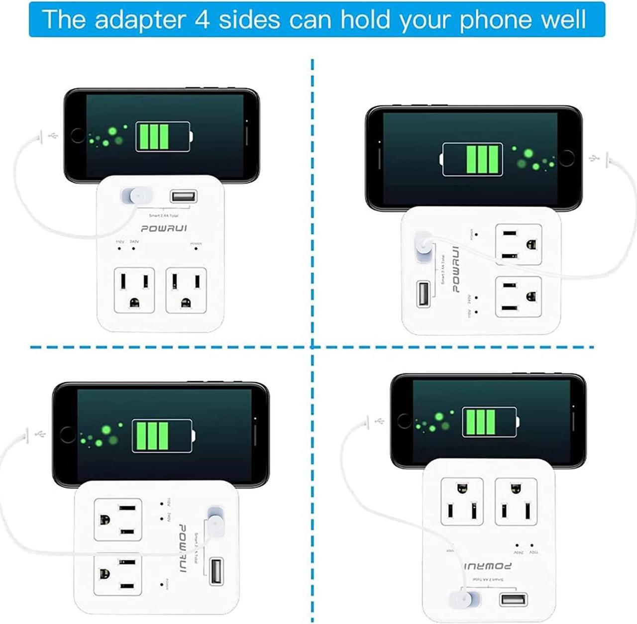 Alt view image 5 of 7 - Travel Essentials European Plug Adapter - International Power Plug with 2 USB Ports & 2 US Outlets Plug for Europe UK China Australia Japan Fit for Laptop Cell Phones (Not Voltage Converter)