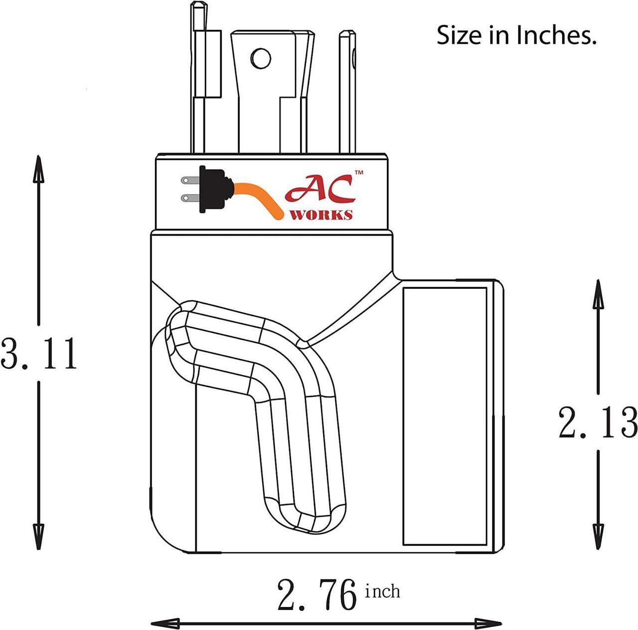 Alt view image 5 of 7 - [WDL14301050] 30Amp 4-Prong L14-30P Generator Locking Plug to 10-50R 50Amp 125/250Volt Welder adapter