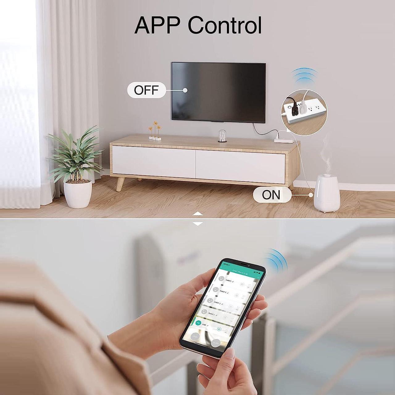 Alt view image 5 of 7 - Smart Power Strip, UseeLink WiFi Surge Protector Compatible with Alexa & Google Home, Smart Plug with 4 USB Ports & 4 AC Outlets, Voice and Remote Control & Timer Schedule, 5ft Extension Cord