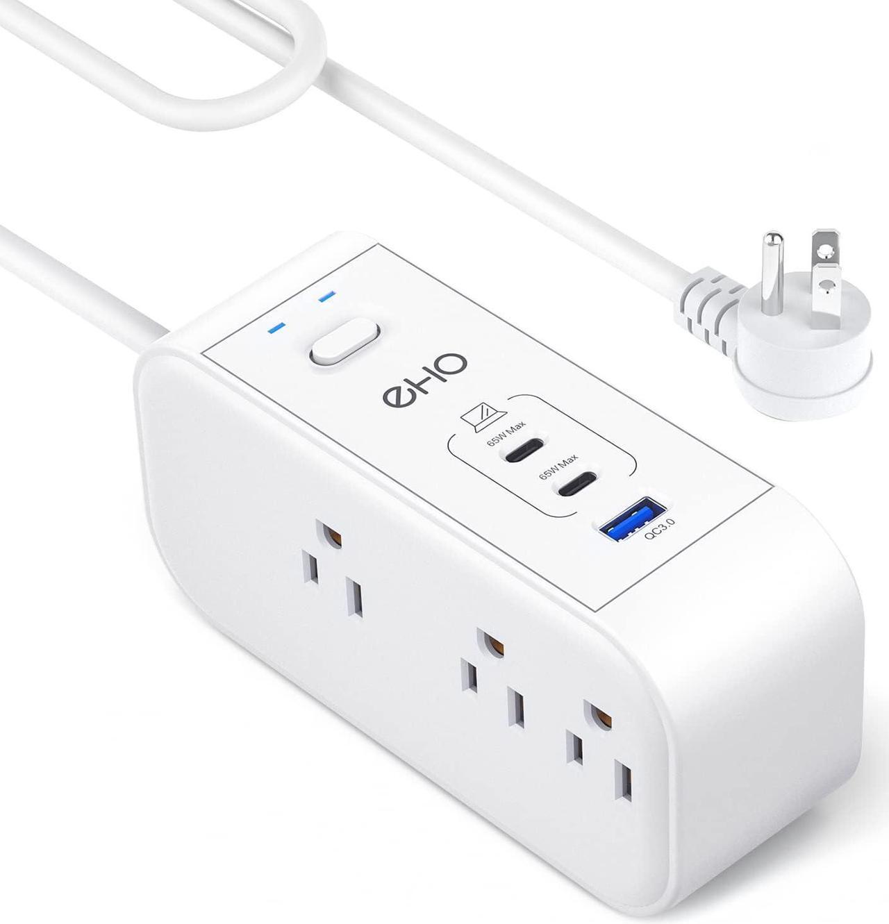 Main image of 6FT PD 65W USB C Power Strip Surge Protector for Travel&Work, 9-in-1 Power Strip with 6 Widely AC Outlets&3 USB Ports, Overload Protection, Flat Plug, Wall Mount, Desk USB Charging Station, 1875W/15A