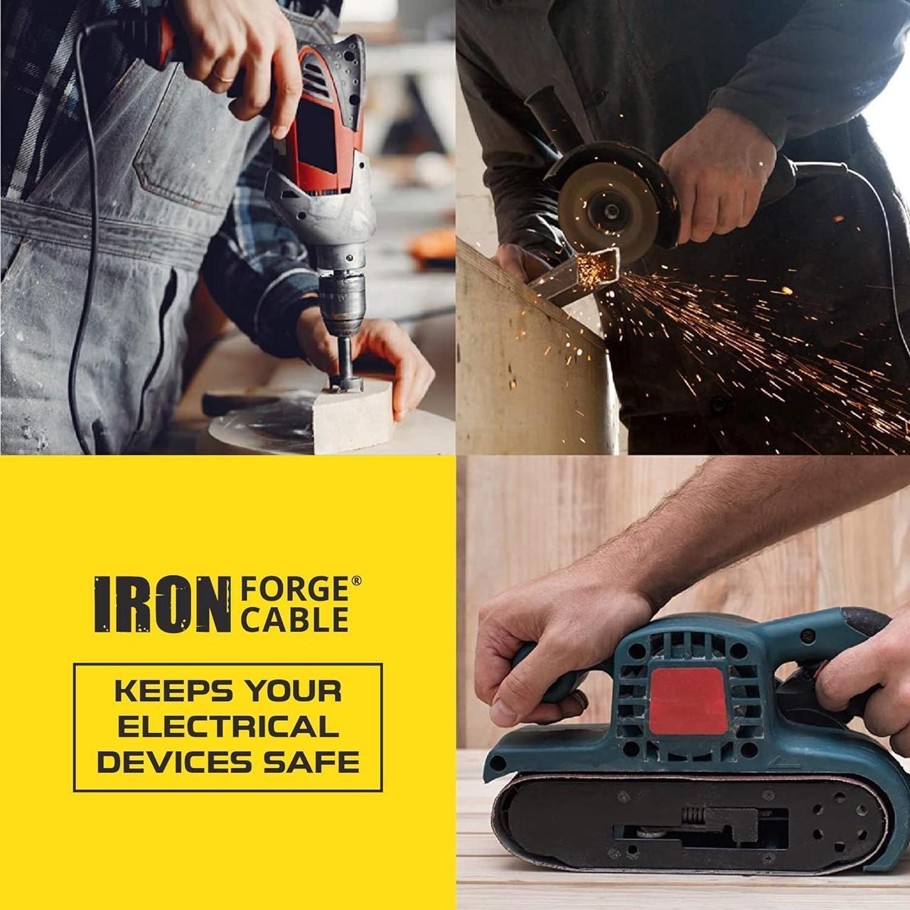 Alt view image 6 of 6 - Iron Forge Cable 12 Outlet Power Strip Surge Protector - 14/3 Heavy Duty Rack Mount Power Strips 12 Port 9 Ft Extension Cord 3 Prong, Smart Circuit Breaker 450 Joule 15 AMP Aluminum Surge Protector