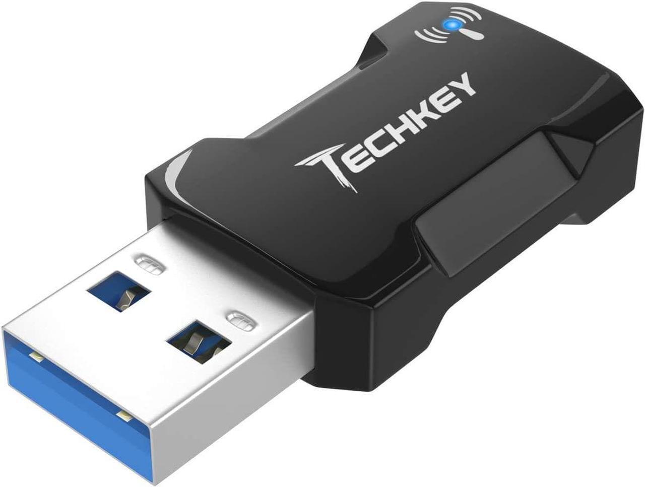 Main image of USB WiFi Adapter 1200Mbps for PC, Techkey Mini Wireless Network Adapter USB 3.0 WiFi 802.11 ac with Dual Band 2.4GHz/300Mbps, 5GHz/866Mbps for Desktop Laptop Windows XP/7/8/8.1/10/ Mac OS
