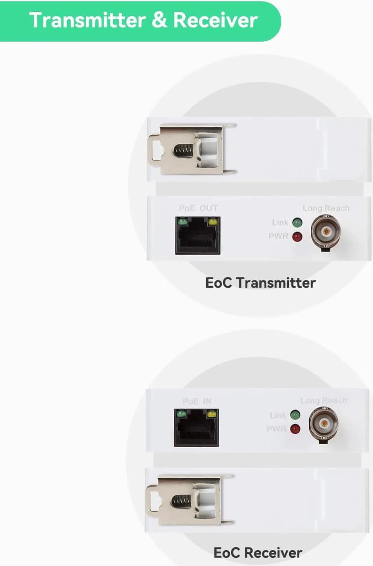 Alt view image 6 of 7 - UpgradedLINOVISION POE Over Coax EOC Converter IP Over Coax Max 3000ft Power and Data Transmission Over Regular RG59 Coaxial Cable for Upgrading Analog Surveillance System to IP Surveillance System