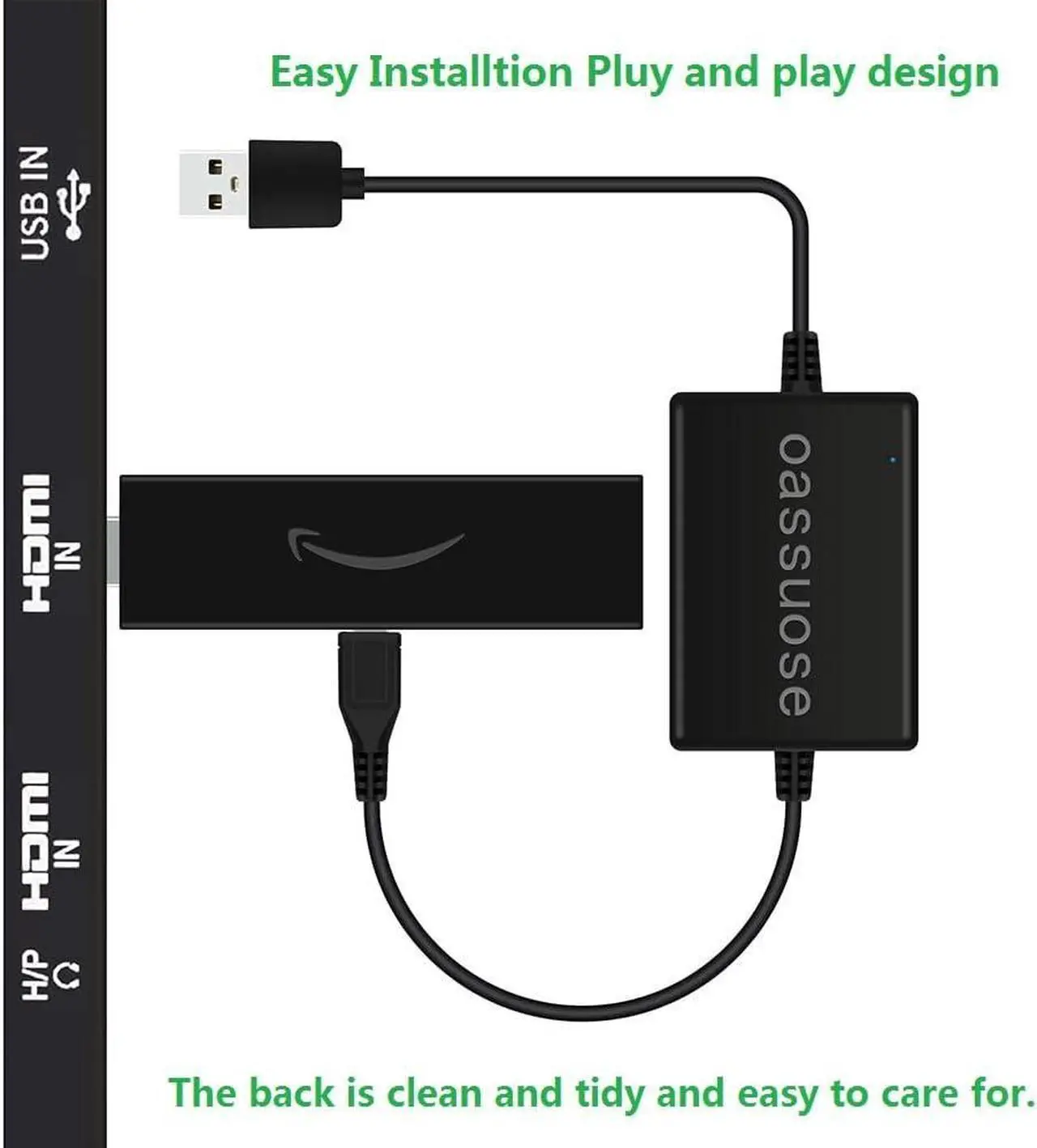 Alt view image 3 of 6 - USB Power Cable Adapter for Fire TV Stick,Powers Streaming TV Sticks Directly from TV USB Port(Eliminates AC Adapter and Very Long Power Cable)
