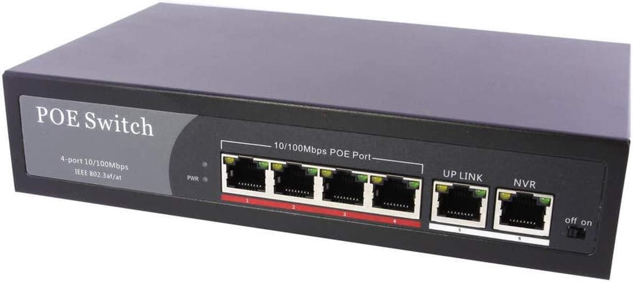 axGear PoE Network Switch 10/100m Power Injector 4 Port + 2 Port Power Over Ethernet