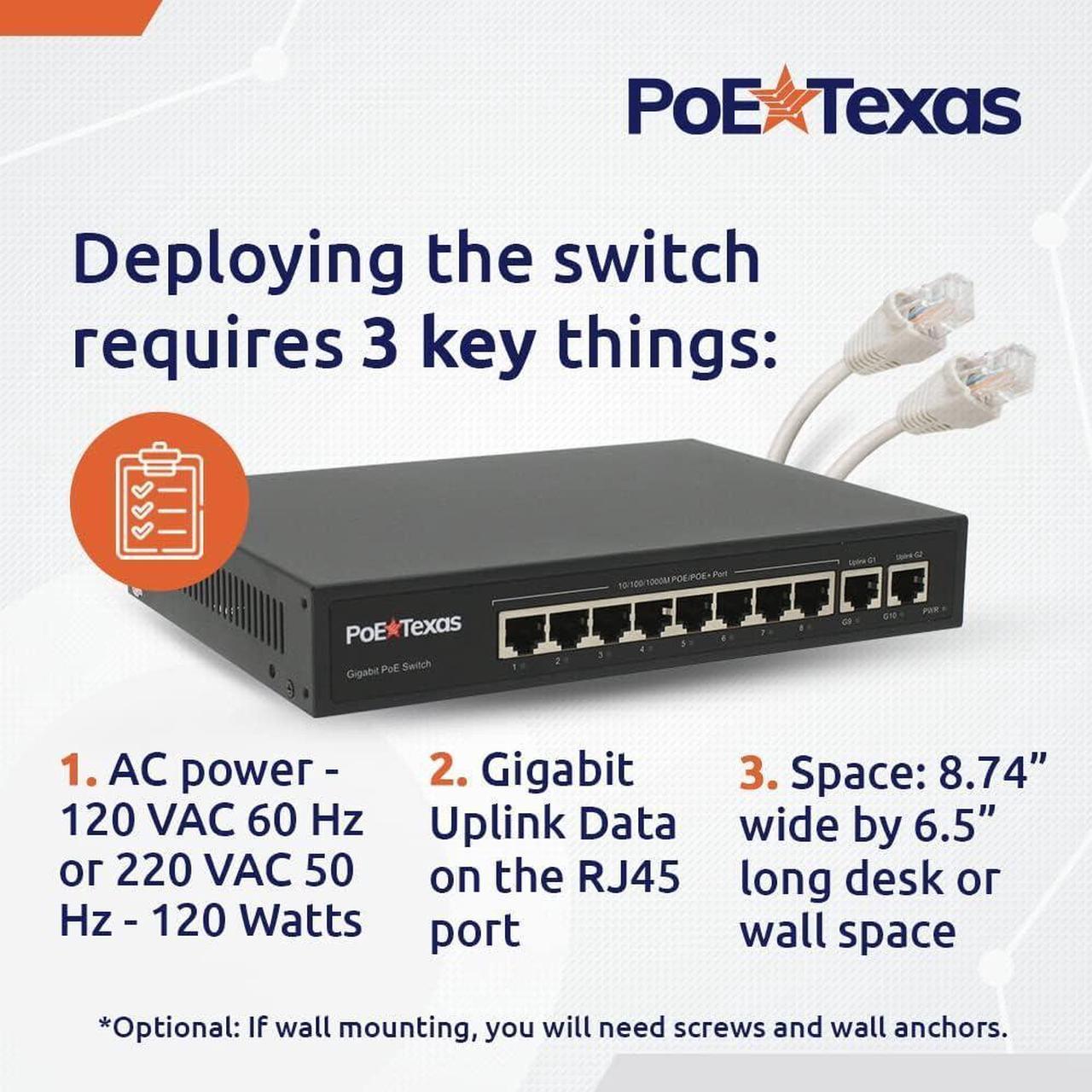 Alt view image 7 of 7 - PoE Texas 802.3af Power Over Ethernet PoE Splitter with 5 Volts 10 Watts Output and 8 Port PoE Switch