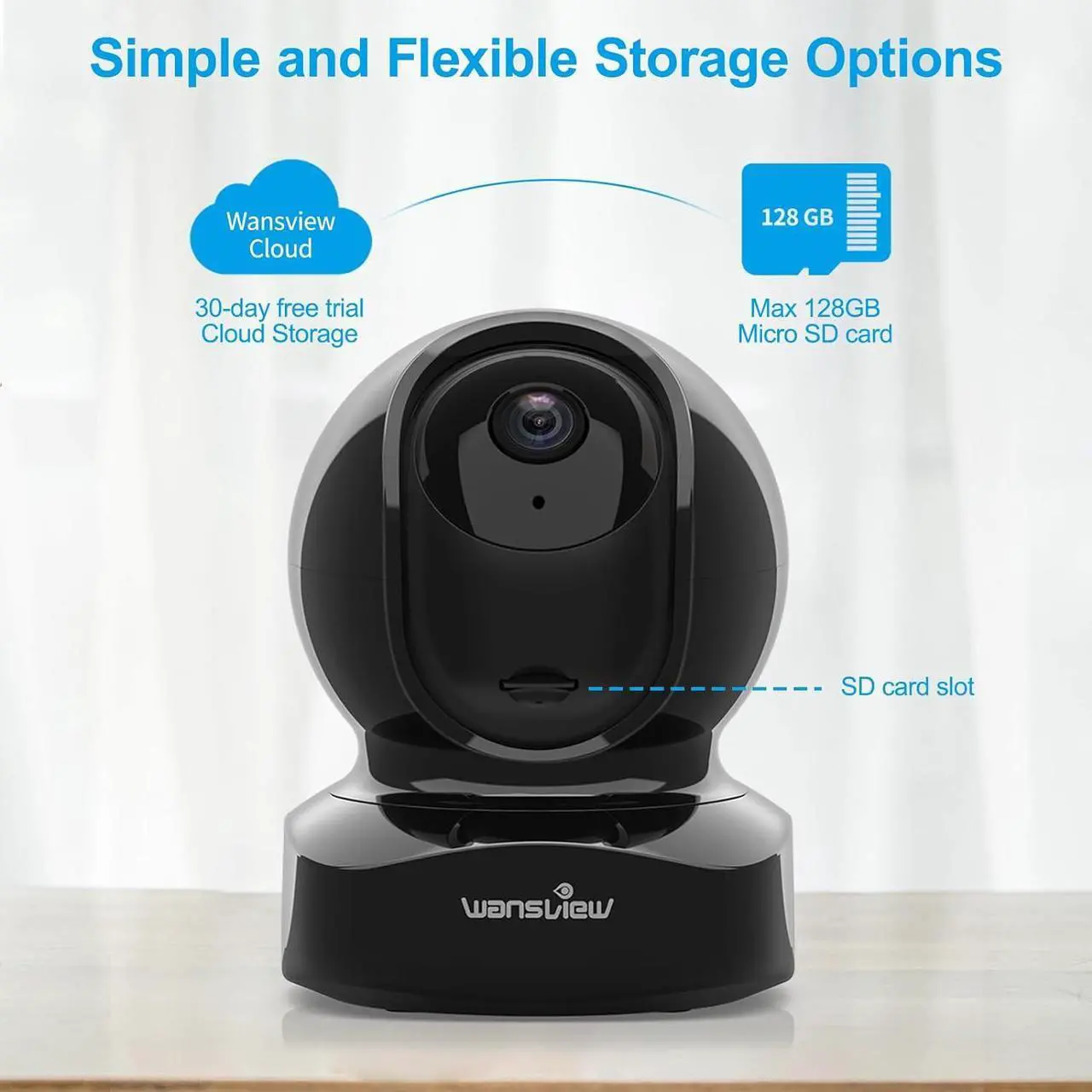 Alt view image 7 of 7 - Wansview Security Camera, IP Camera 2K, WiFi Home Indoor Camera for Baby/Pet/Nanny, 2 Way Audio Night Vision, Works with Alexa, with TF Card Slot and Cloud