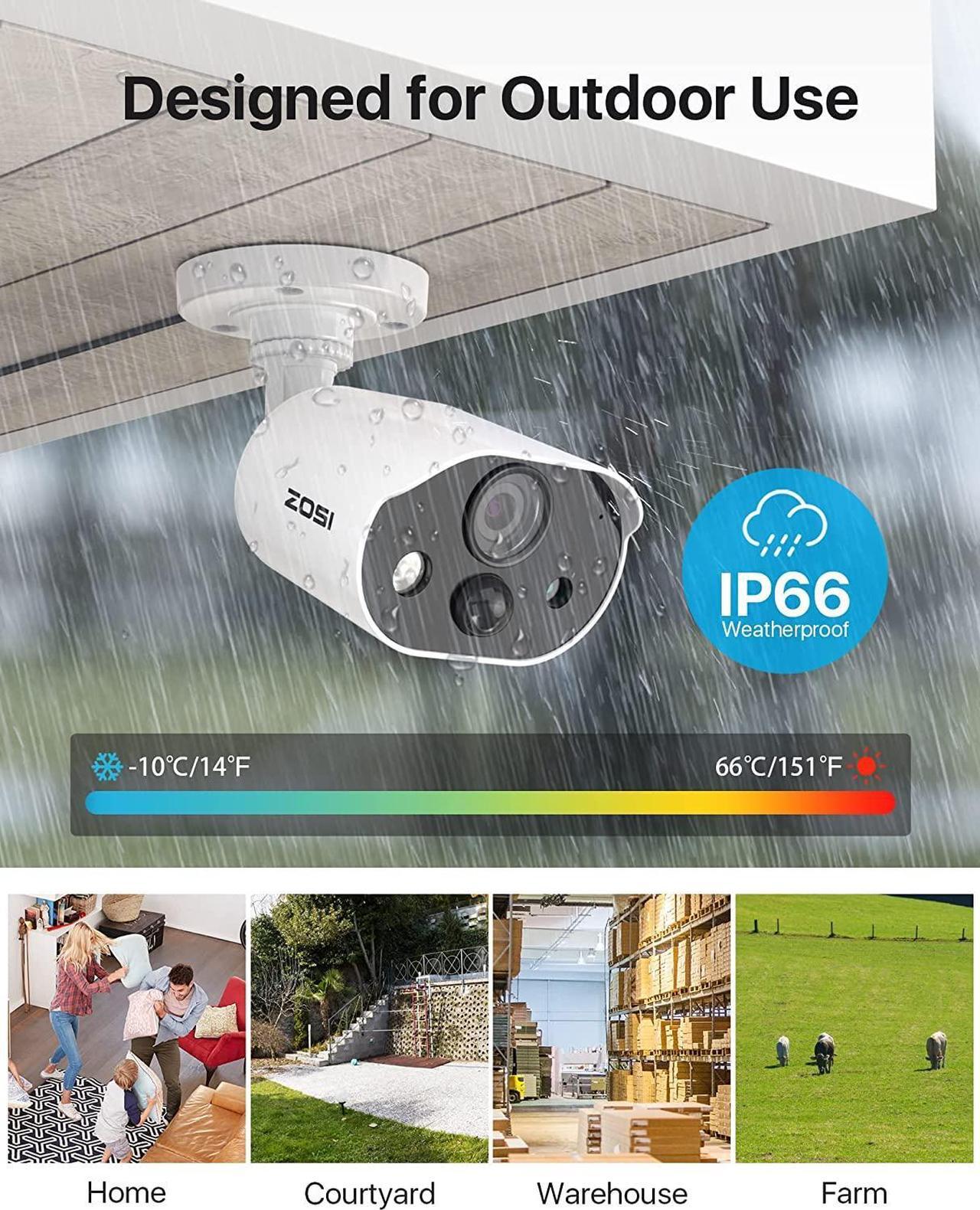 Alt view image 6 of 7 - ZOSI C303 Spotlight Home Security Camera System with Audio,8CH 3K Lite DVR with 1TB SSD Hard Drive,4pcs H.265+ 1080p Outdoor CCTV Cameras,Night Vision,Person Vehicle Detection,for 24/7 Recording