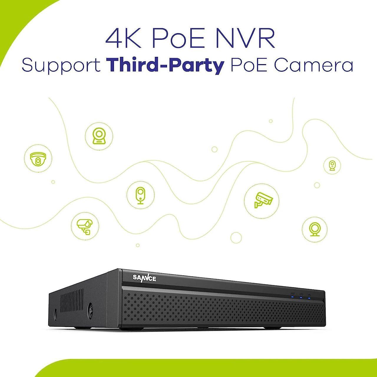 Alt view image 5 of 6 - SANNCE PoE NVR 4K 8 Channel, 8MP CCTV Security Camera System Network Video Recorder Supports 8MP 5MP 3MP 1080P HD PoE Surveillance IP Camera, Human Detection, No HDD