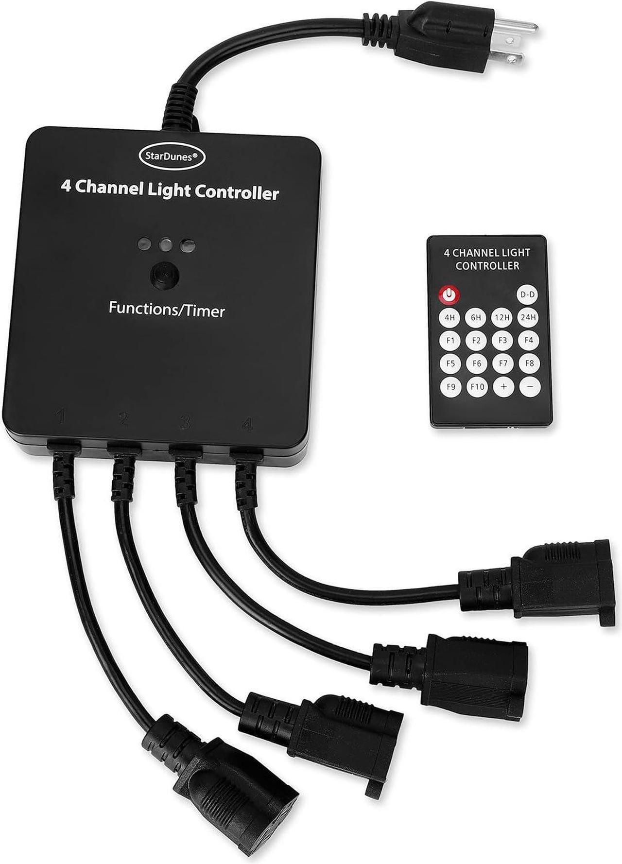 Main image of 4 Channel Light Controller for Holiday Lights, Christmas Lights, Outdoor Decorations. Create Dazzling Light Displays with Multiple Functions, Chasing, Twinkle, Shooting Star, Stacking, Sparkle etc.