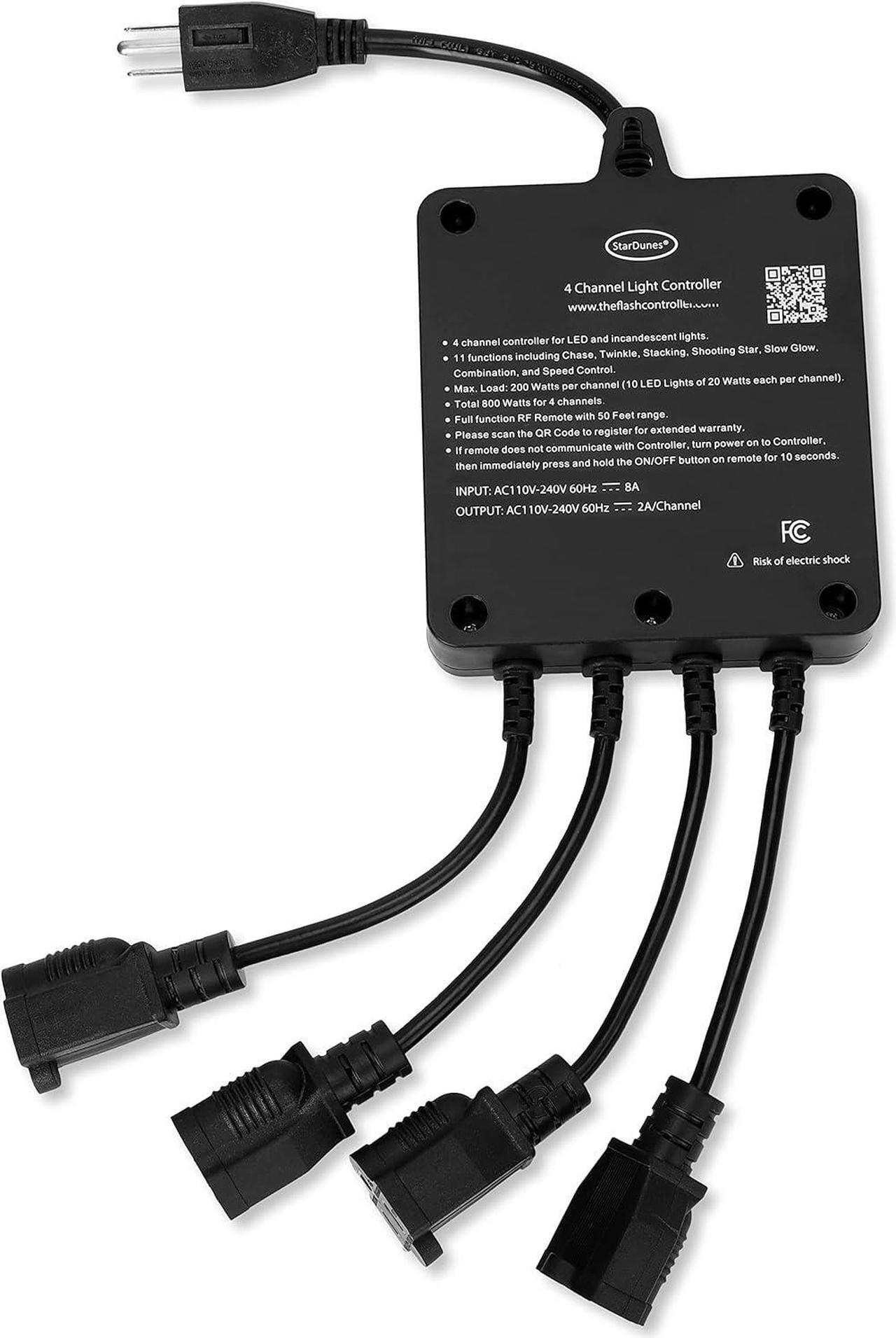 Alt view image 2 of 7 - 4 Channel Light Controller for Holiday Lights, Christmas Lights, Outdoor Decorations. Create Dazzling Light Displays with Multiple Functions, Chasing, Twinkle, Shooting Star, Stacking, Sparkle etc.