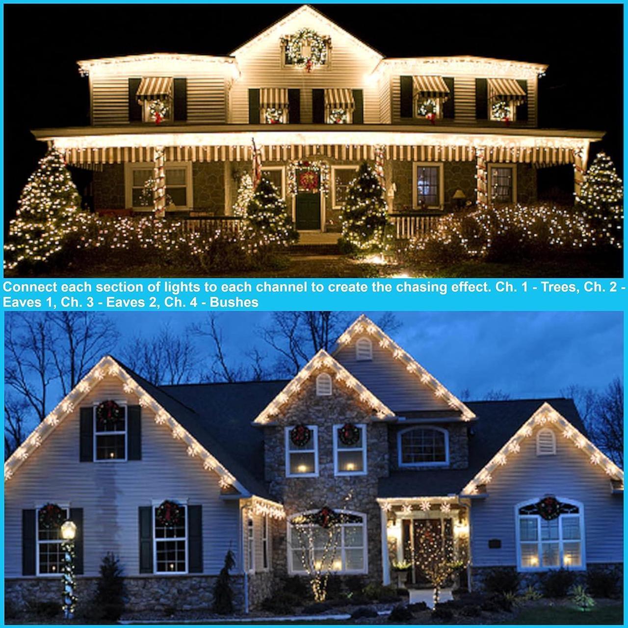 Alt view image 4 of 7 - 4 Channel Light Controller for Holiday Lights, Christmas Lights, Outdoor Decorations. Create Dazzling Light Displays with Multiple Functions, Chasing, Twinkle, Shooting Star, Stacking, Sparkle etc.