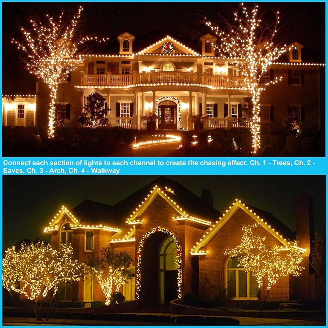 Alt view image 5 of 7 - 4 Channel Light Controller for Holiday Lights, Christmas Lights, Outdoor Decorations. Create Dazzling Light Displays with Multiple Functions, Chasing, Twinkle, Shooting Star, Stacking, Sparkle etc.