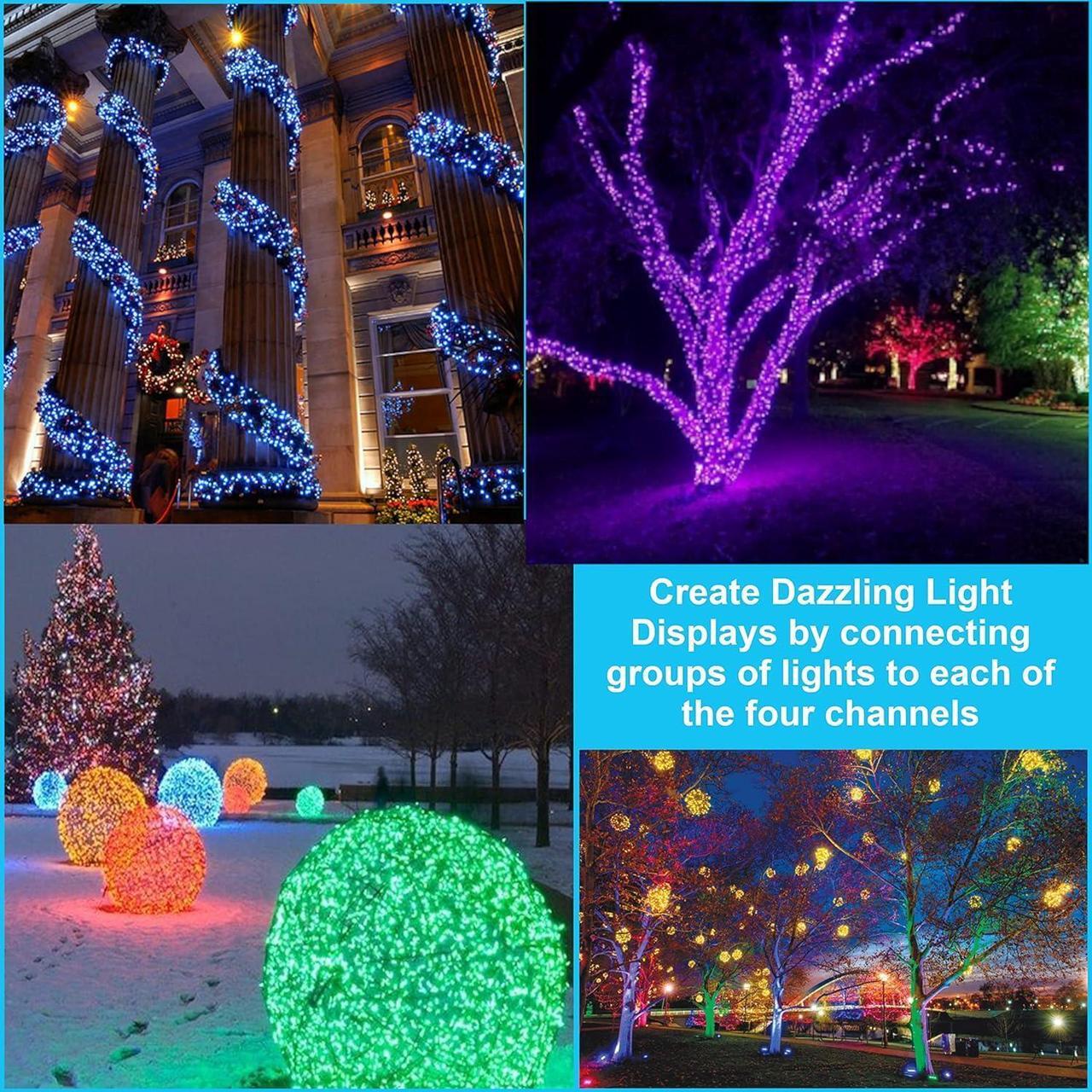 Alt view image 6 of 7 - 4 Channel Light Controller for Holiday Lights, Christmas Lights, Outdoor Decorations. Create Dazzling Light Displays with Multiple Functions, Chasing, Twinkle, Shooting Star, Stacking, Sparkle etc.