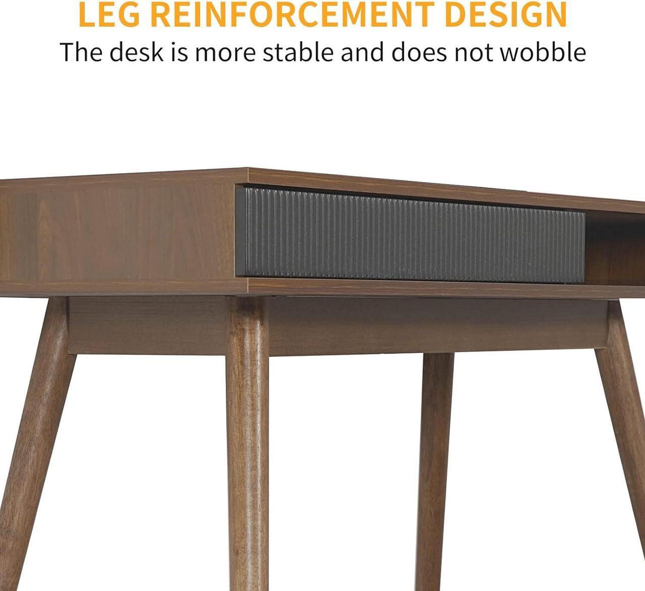 Alt view image 5 of 7 - Arts wish Office Desk Mid Century Modern Desk Writing Desk with Drawer Simple Home Office Desk Mid Century Desk, Walnut
