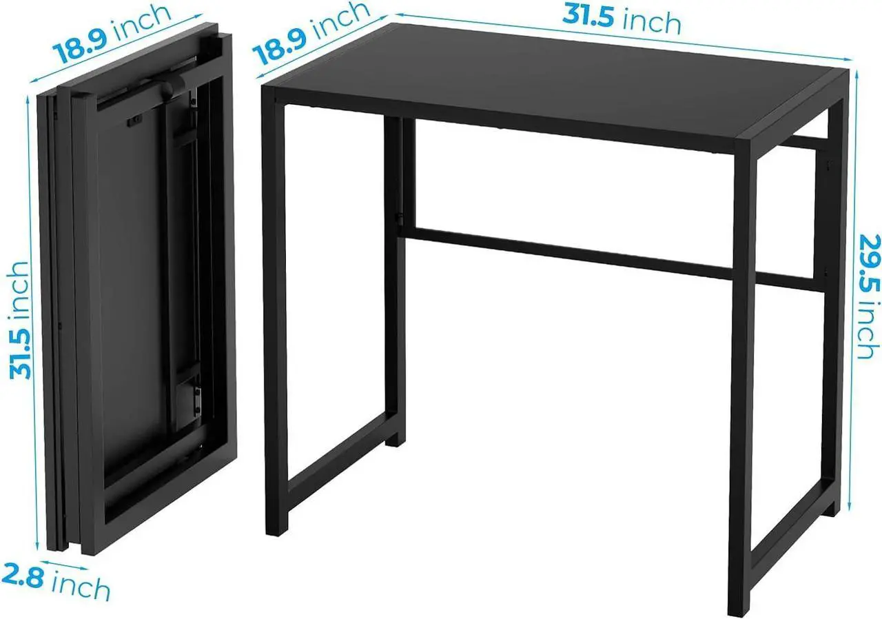 Alt view image 3 of 7 - GreenForest Folding Desk for Small Spaces, 31.5 in No-Assembly Small Computer Desk for Home Office, Space Saving Foldable Table Study Office Desk, Black
