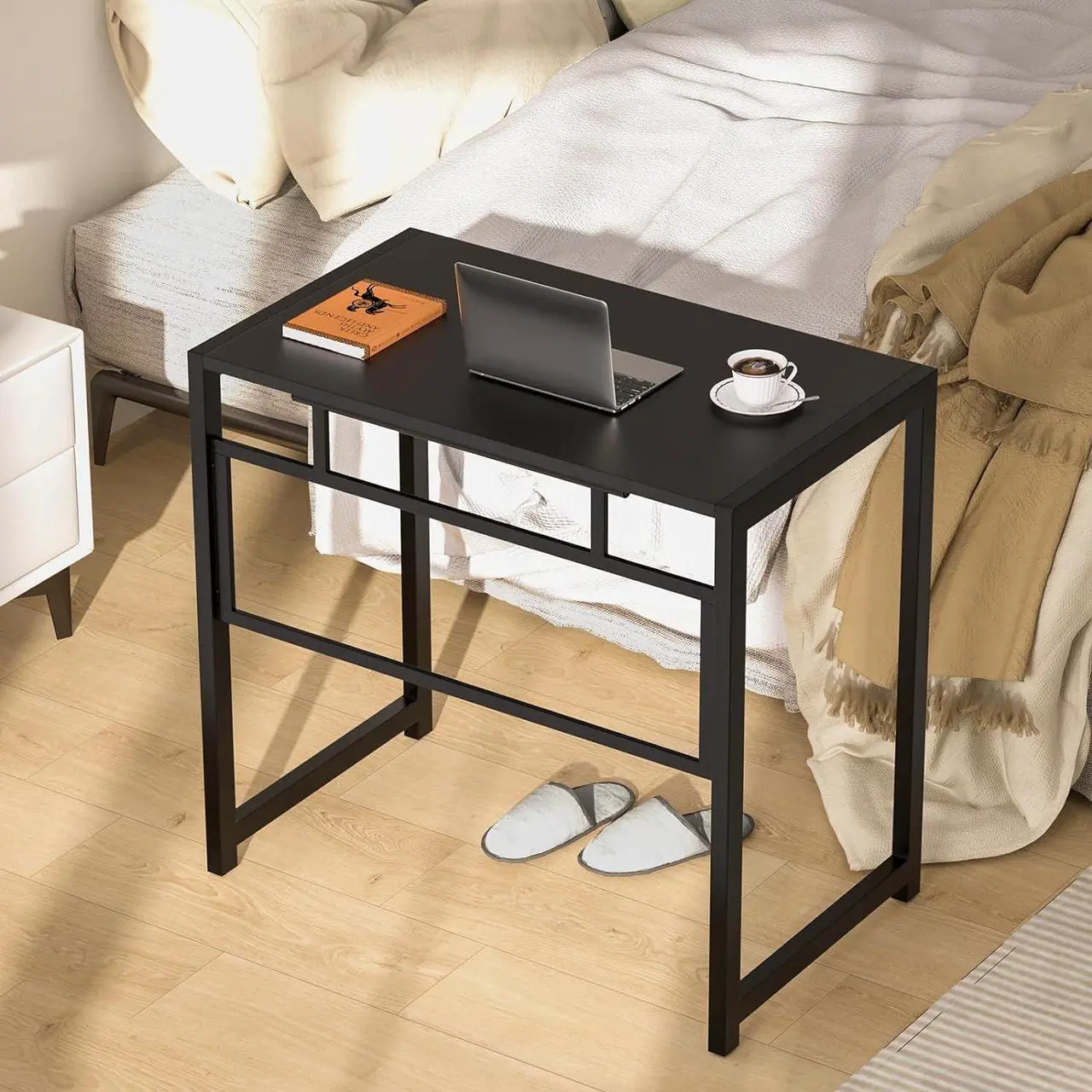Alt view image 7 of 7 - GreenForest Folding Desk for Small Spaces, 31.5 in No-Assembly Small Computer Desk for Home Office, Space Saving Foldable Table Study Office Desk, Black