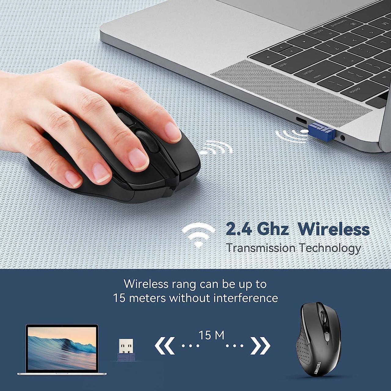Alt view image 4 of 7 - Wireless Mouse 2.4G Ergonomic Optical Mouse Computer Mouse for Laptop PC Computer Chromebook Notebook 6 Buttons 24 Months Battery Life 2600 DPI 5 Adjustment Levels