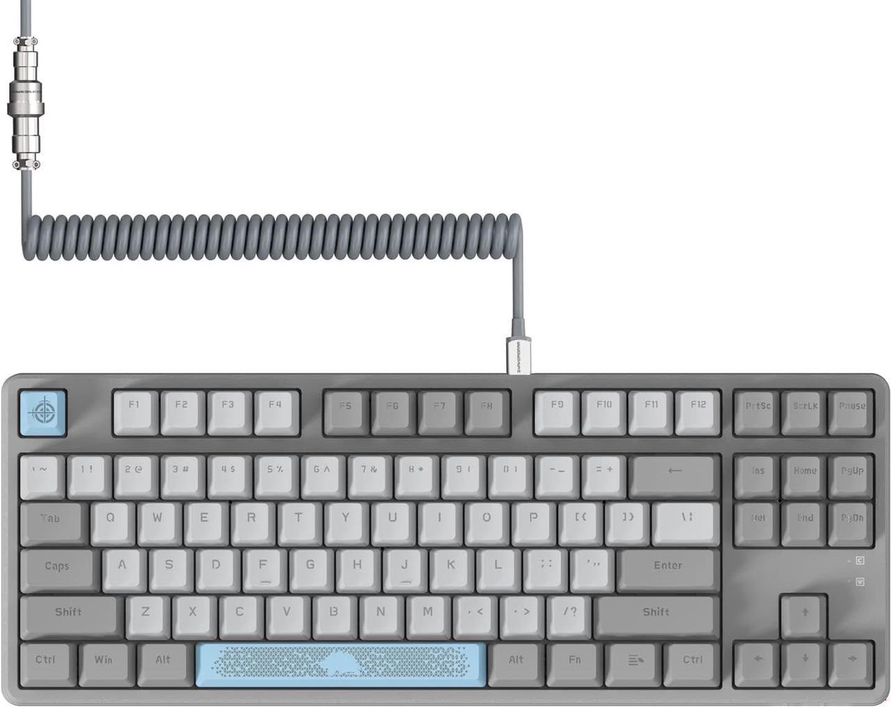 MAGIC-REFINER AK873-75% Gaming Keyboard,Hot-Swappable Brown Switch,PBT Keycap,Magnet Cover,Rainbow Led Backlit,TKL Ergonomic Mechanical Keyboard with Custom Coiled USB/Type-C Aviation Cable(Grey)