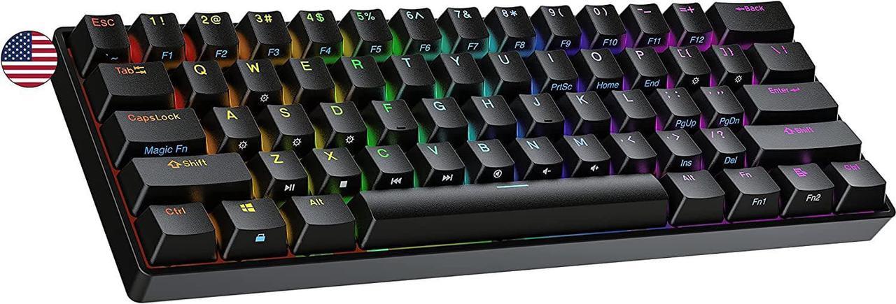 Ranked N60 Nova 60% Form Factor | Hot Swappable Mechanical Gaming Keyboard | 61 Keys Multi Color RGB LED Backlit for PC/Mac Gamer (Black, Gateron Pro Yellow)