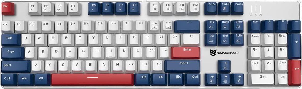 Merdia Mechanical Keyboard Gaming Keyboard | Blue Switch Blue/White/Red Backlit Keyboard | 104 Keys US Layout | Wired Gaming Keyboard | Hot Swappable Mechanical Keyboard | PC Gaming Keyboards