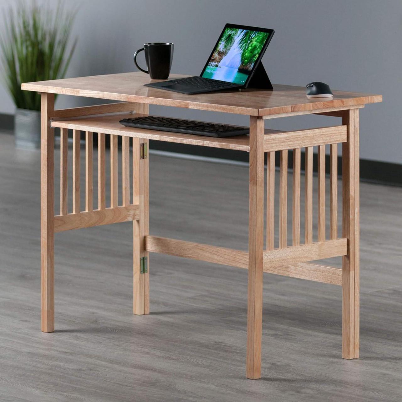 Alt view image 2 of 7 - Folding Computer Desk, Beechwood