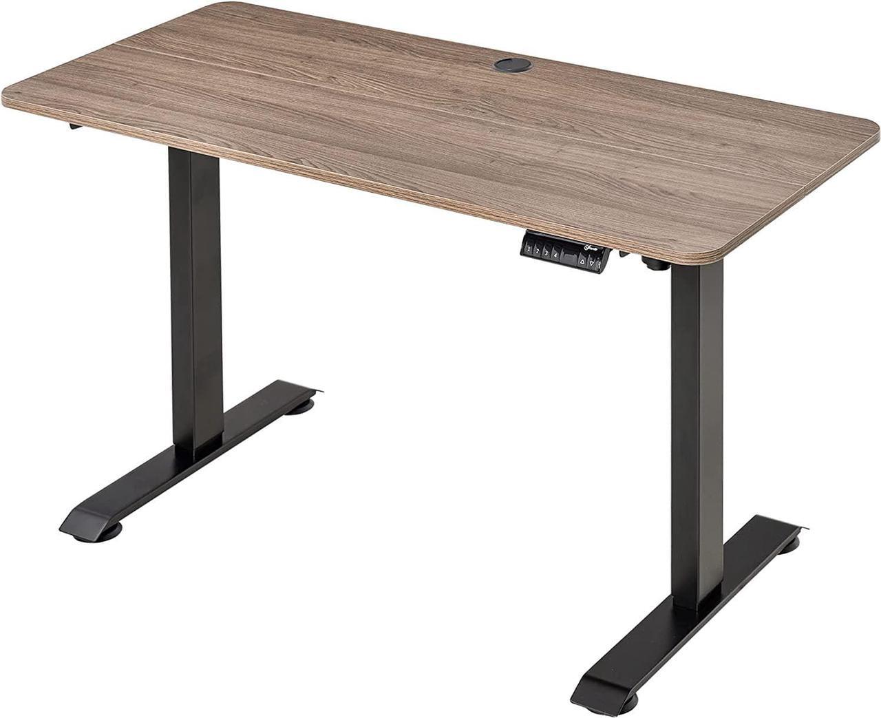 Vinsetto Electric Height Adjustable Standing Desk with 4 Memory Controller, 54 x 24 Inches Sit Stand Home Office Desk with Splice Board. Teak and Black