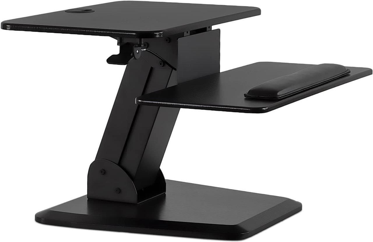 Alt view image 2 of 7 - Mount-It! Sit Stand Desk Converter, Ergonomic Height Adjustable Tabletop Standing Desk, Gas Spring Compact Desk Riser MI-7916, Black Stand