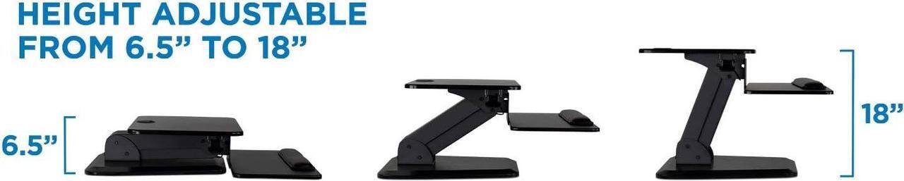 Alt view image 5 of 7 - Mount-It! Sit Stand Desk Converter, Ergonomic Height Adjustable Tabletop Standing Desk, Gas Spring Compact Desk Riser MI-7916, Black Stand