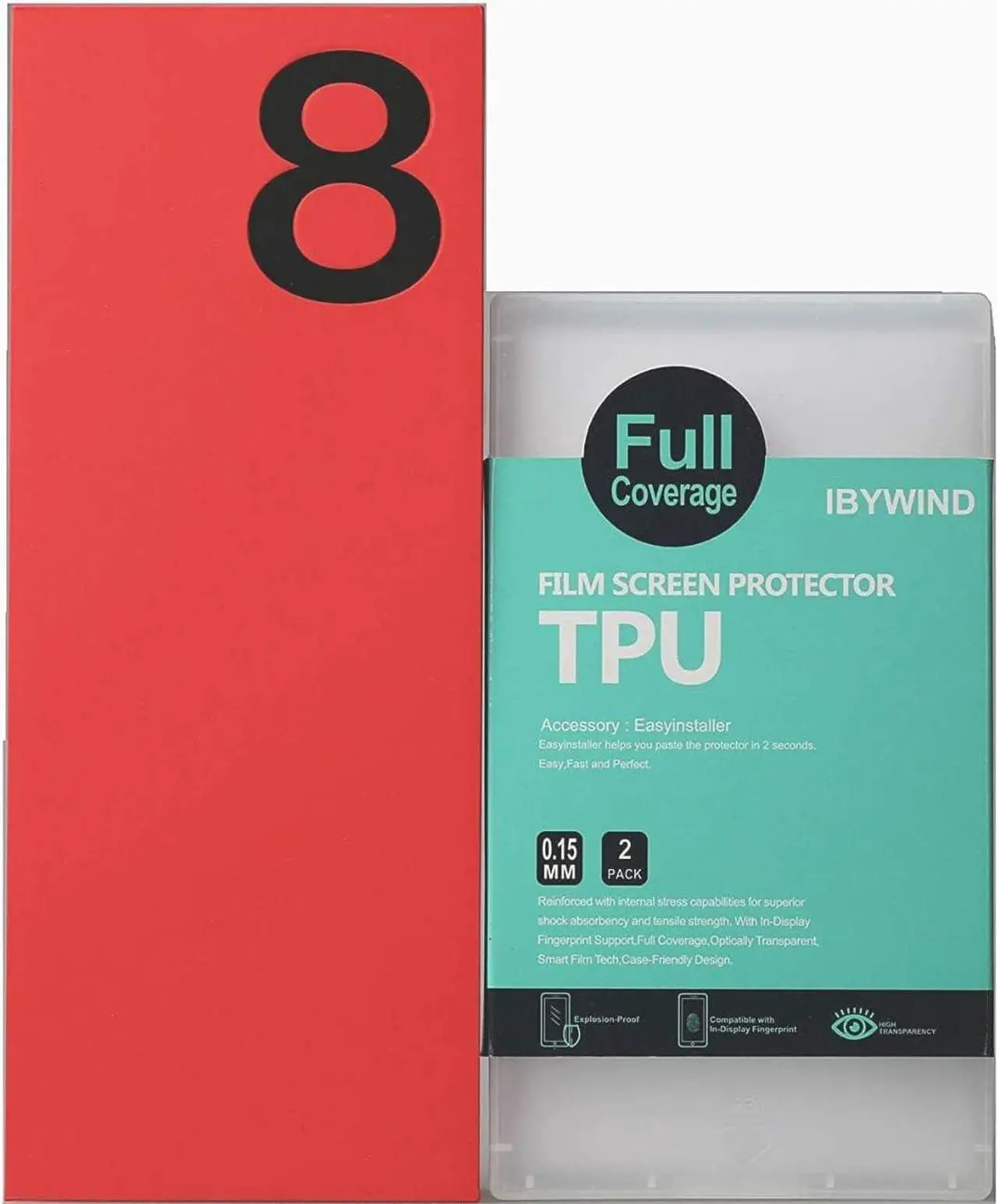 Main image of Ibywind Screen Protector For OnePlus 8,with 2Pcs Flexible TPU Film,1Pc Camera Lens Protector,1Pc Backing Carbon Fiber Film [Fingerprint Reader,Easy to install], Welcome to consult