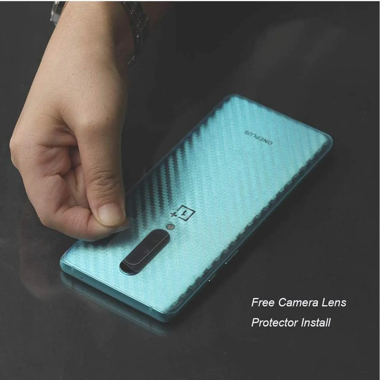 Alt view image 4 of 6 - Ibywind Screen Protector For OnePlus 8,with 2Pcs Flexible TPU Film,1Pc Camera Lens Protector,1Pc Backing Carbon Fiber Film [Fingerprint Reader,Easy to install], Welcome to consult