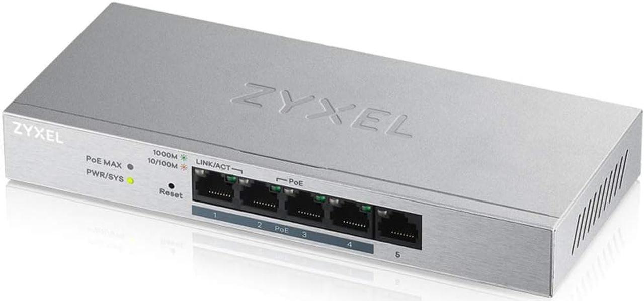 Zyxel 5-Port Gigabit Ethernet Web Managed PoE Switch with 60 Watt Budget GS1200-5HP