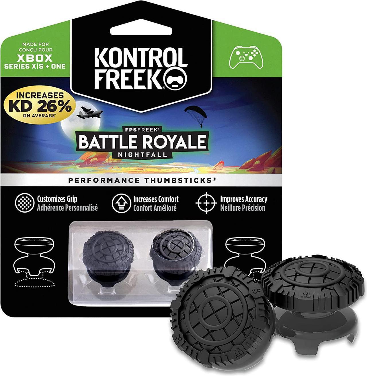 KontrolFreek FPS Freek Battle Royale Nightfall for Xbox One and Xbox Series X | Performance Thumbsticks | 2 High-Rise Convex (Domed) | Black