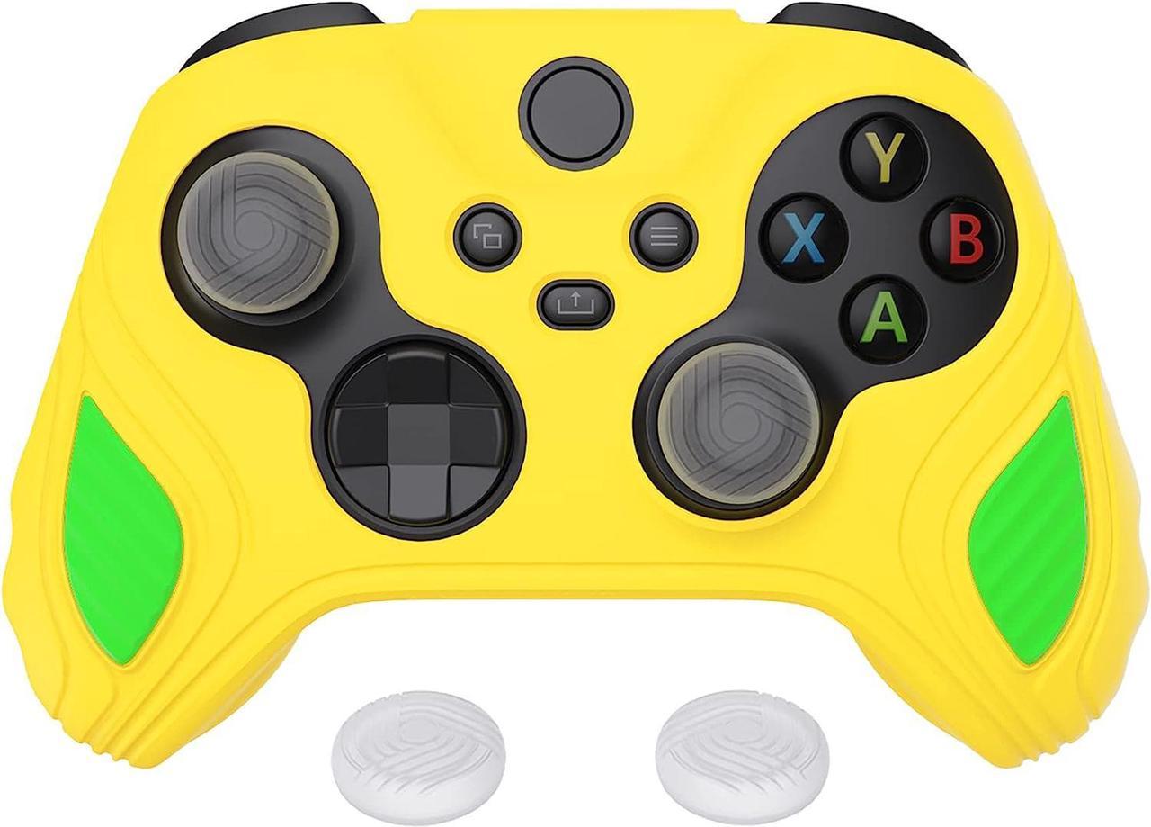 PlayVital Scorpion Edition Anti-Slip Silicone Case Cover for Xbox Series X/S Controller, Soft Rubber Case for Xbox Core Wireless Controller with Thumb Grip Caps - Legend Yellow & Green