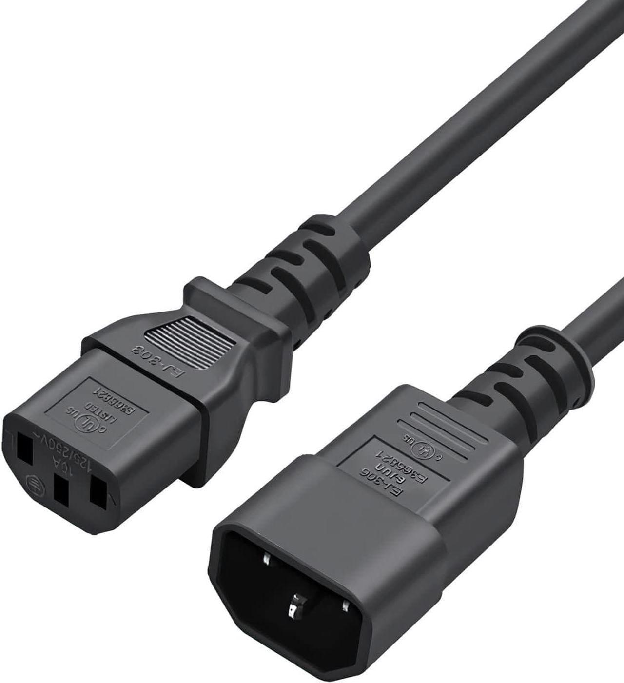 CableCreation [2-Pack] 10 Feet 18AWG C14 to C13 PDU Style Computer Power Extension Cable, 3M / Black