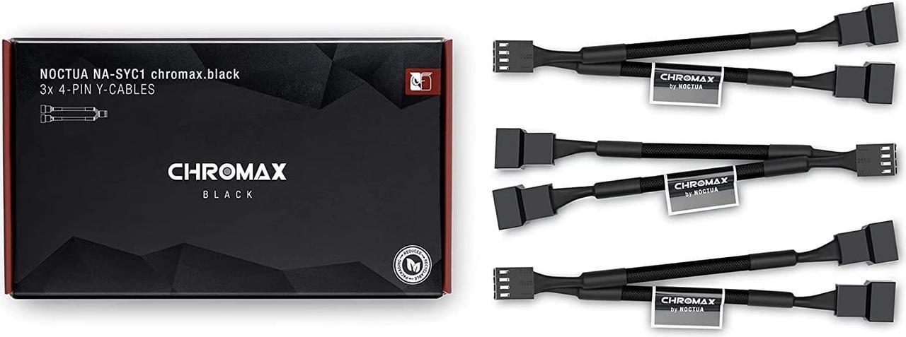 Noctua NA-SYC1 chromax.Black, 4 Pin Y-Cables for PC Fans (Black)