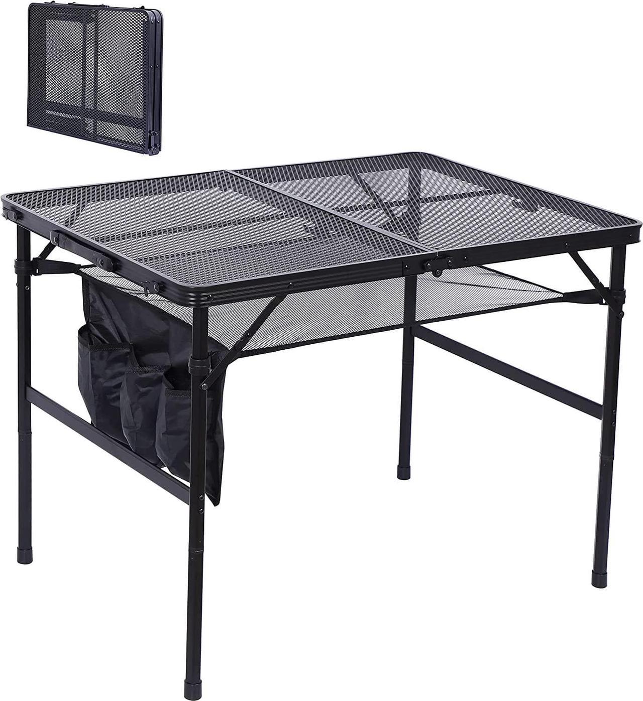 Nice C BBQ Table, Picnic Tables, Camping Table, Table Pliante Camping, Grill Table Height Adjustable Mesh Bag Lightweight, Carry Handle for Beach, Indoor (35.5 x 23.7 x 16.6/26.4 Black)