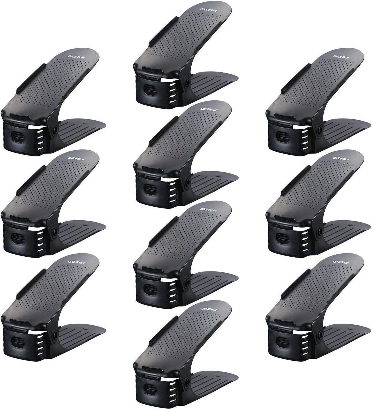 10 Pack 3 Level Height Adjustable Shoe Slots Organizer Space Saver Storage Rack Holder for Closet Men Women Kid Shoes