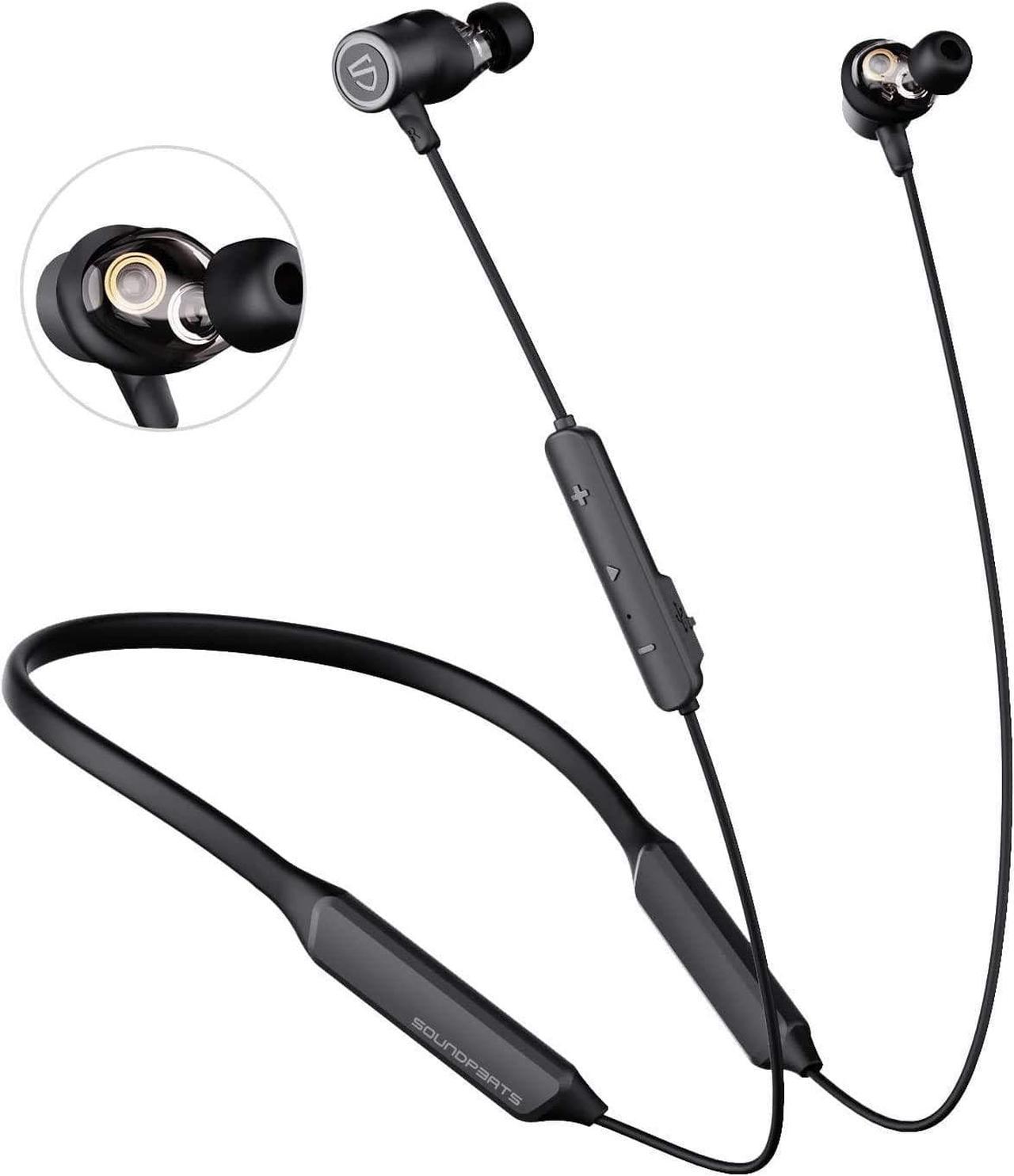 SoundPEATS Force Pro Bluetooth Sport Earbuds with Dual Dynamic Drivers, 22 Hours Playtime Neckband Wireless Earphones, CVC Noise Cancelling, Built in Mic, Bluetooth Headset for Running