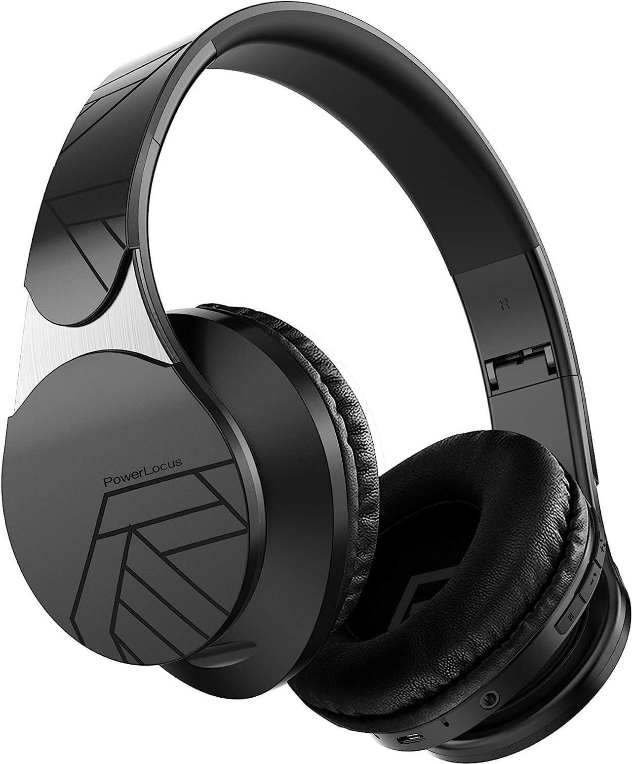 PowerLocus Bluetooth Headphones Over Ear, 40H Playtime with 4 EQ Modes, Wireless Headphones with Microphone, Hi-Fi Stereo Foldable Headset, FM Radio, Micro SD/TF, Deep Bass for Travel/PC/Cell Phones