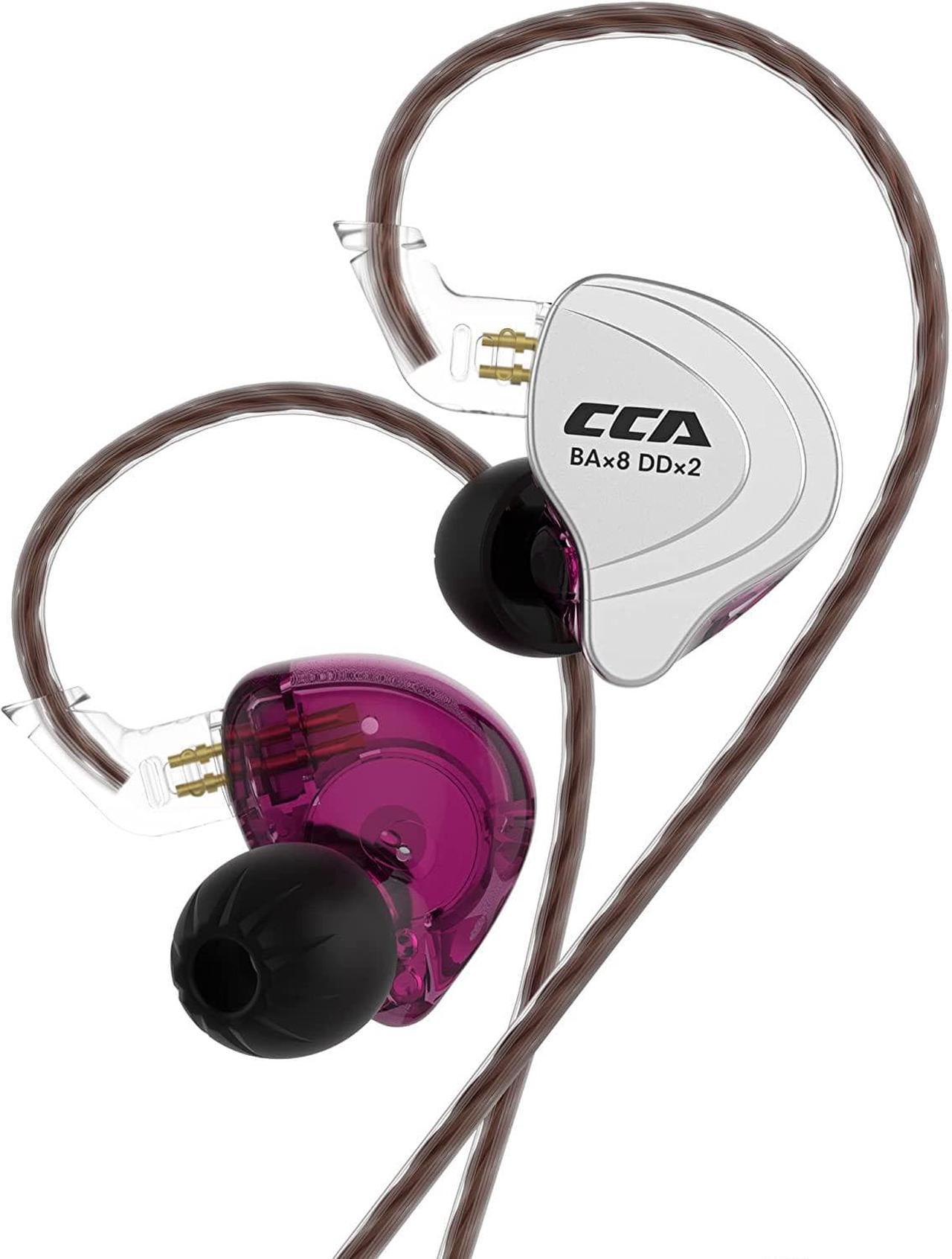 CCA C10 Better in Ear Headphones/Earphones Design HiFi Five Drivers Hybrid (4 Balanced Armature + 1 Dynamic) in-Ear Monitors with Detachable Cable 2pin 0.75mm Gold Plated, Purple Without mic