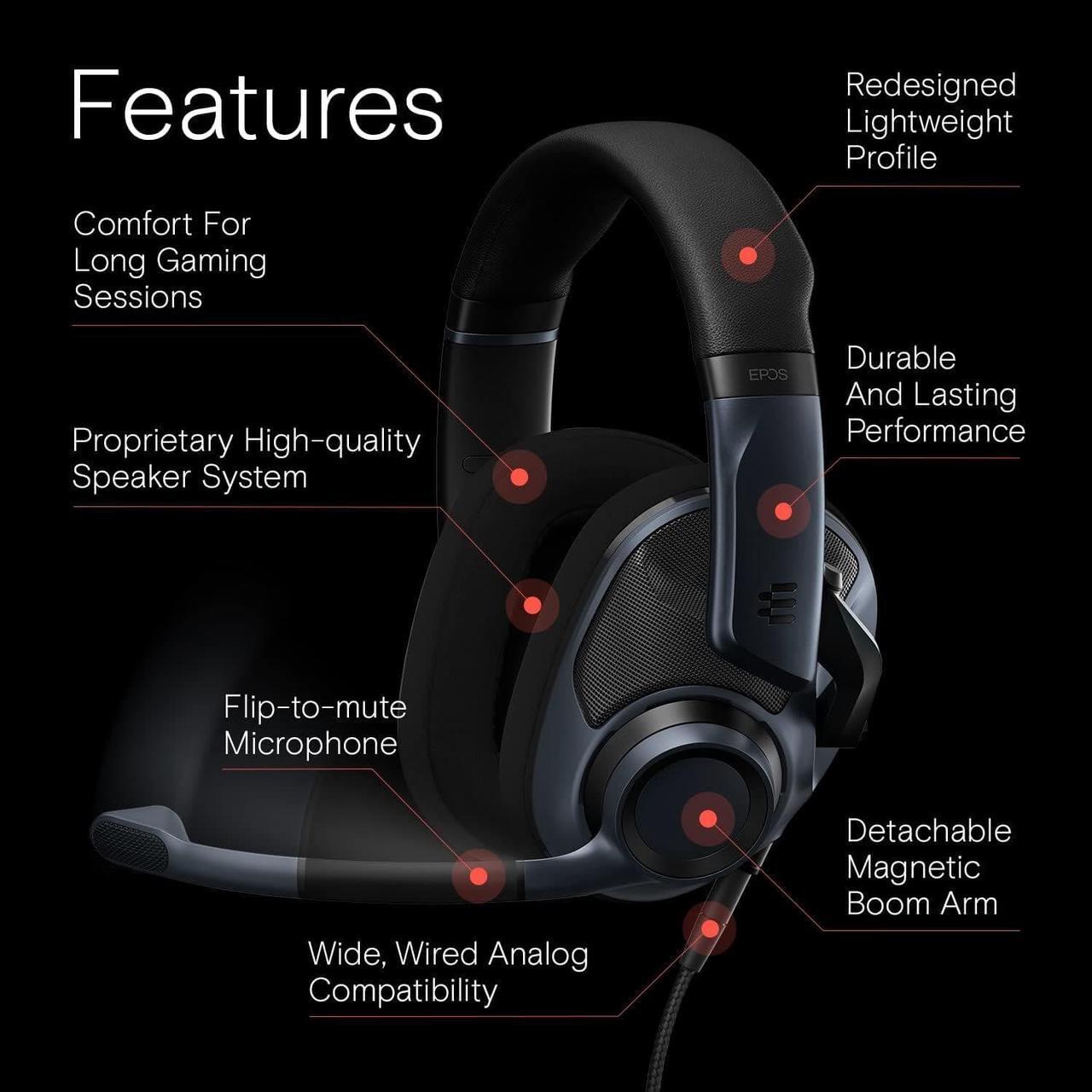 Alt view image 2 of 6 - H6Pro Open Acoustic Gaming Headset with Mic, Lightweight Headband, Comfortable and Durable Design (Black)
