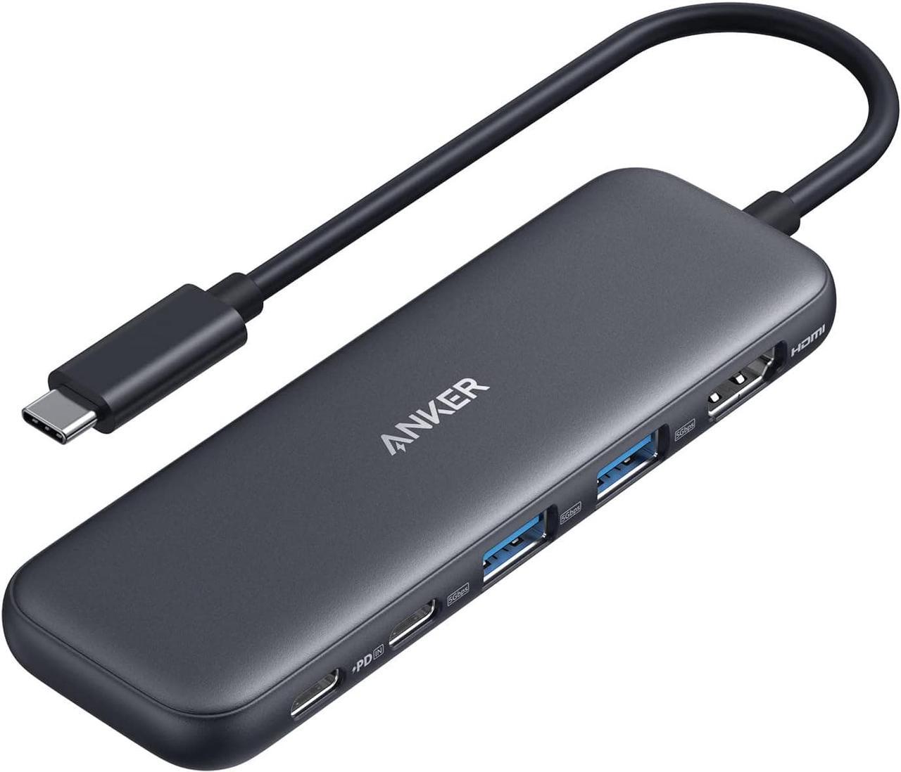 Anker 332 USB-C Hub (5-in-1) with 4K HDMI Display, 5Gbps USB-C Data Port and 2 5Gbps USB-A Data Ports and for MacBook Pro, MacBook Air, Dell XPS, Lenovo Thinkpad, HP Laptops and More