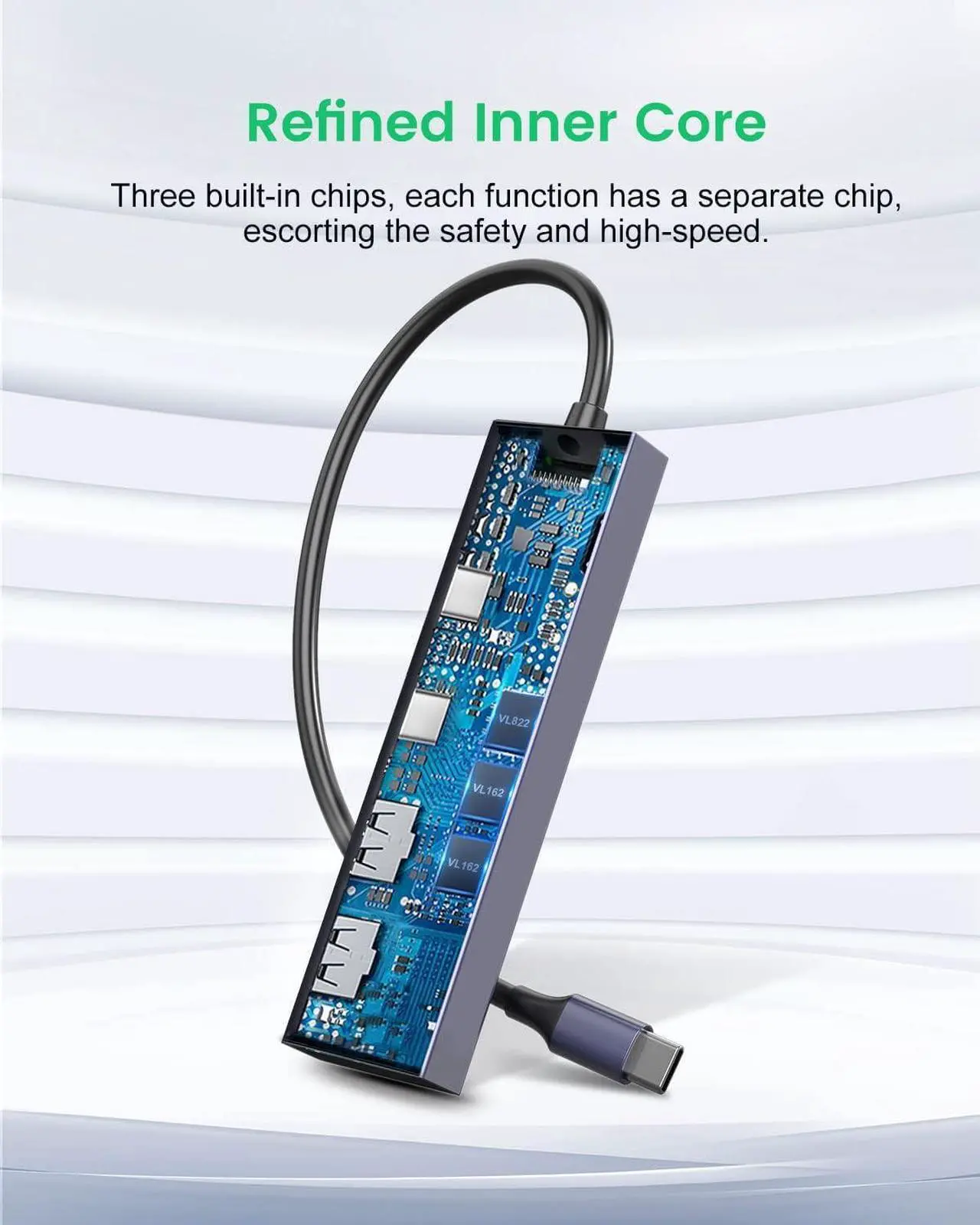 Alt view image 4 of 7 - USB C Hub, 4 Port 10Gbps USB C to USB Adapter USB 3.1 Hub GEN2, USB C Splitter Thunderbolt 3 Compatible, PD100W Powered USB C Hub, USB-C Hub for Laptop, Mobile, Tablet, PC