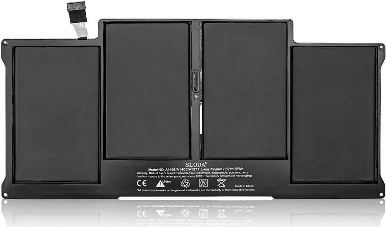 SLODA® 55Wh Laptop Battery for Apple MacBook Air 13" A1405 A1496 A1369 A1466 2012 MC503 MC504 13" MacBook Air Core i7 1.8 13" A1377 (A1369 Mid-2011 Mid-2010 Version) [Li-Polymer 7.6V 55Wh]