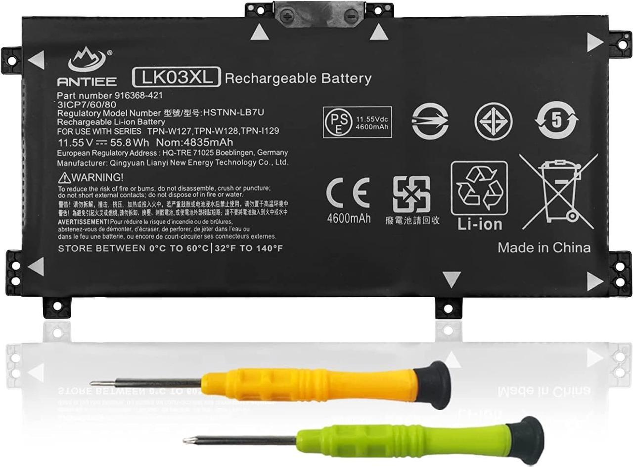 ANTIEE 55.8Wh LK03XL Laptop Battery for HP Envy X360 15-BP000 BP107TX 15M-BP000 BP012DX Envy 17M 17-AE143NG 17M-AE0XX AE101NL AE110NR AE103NA AE143NG AE120ND AE177NZ AE104NL 17M-AE0XX AE011DX AE111DX